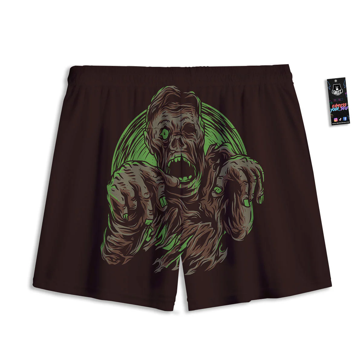Zombie Walking Green Print Mesh Shorts - Image 2