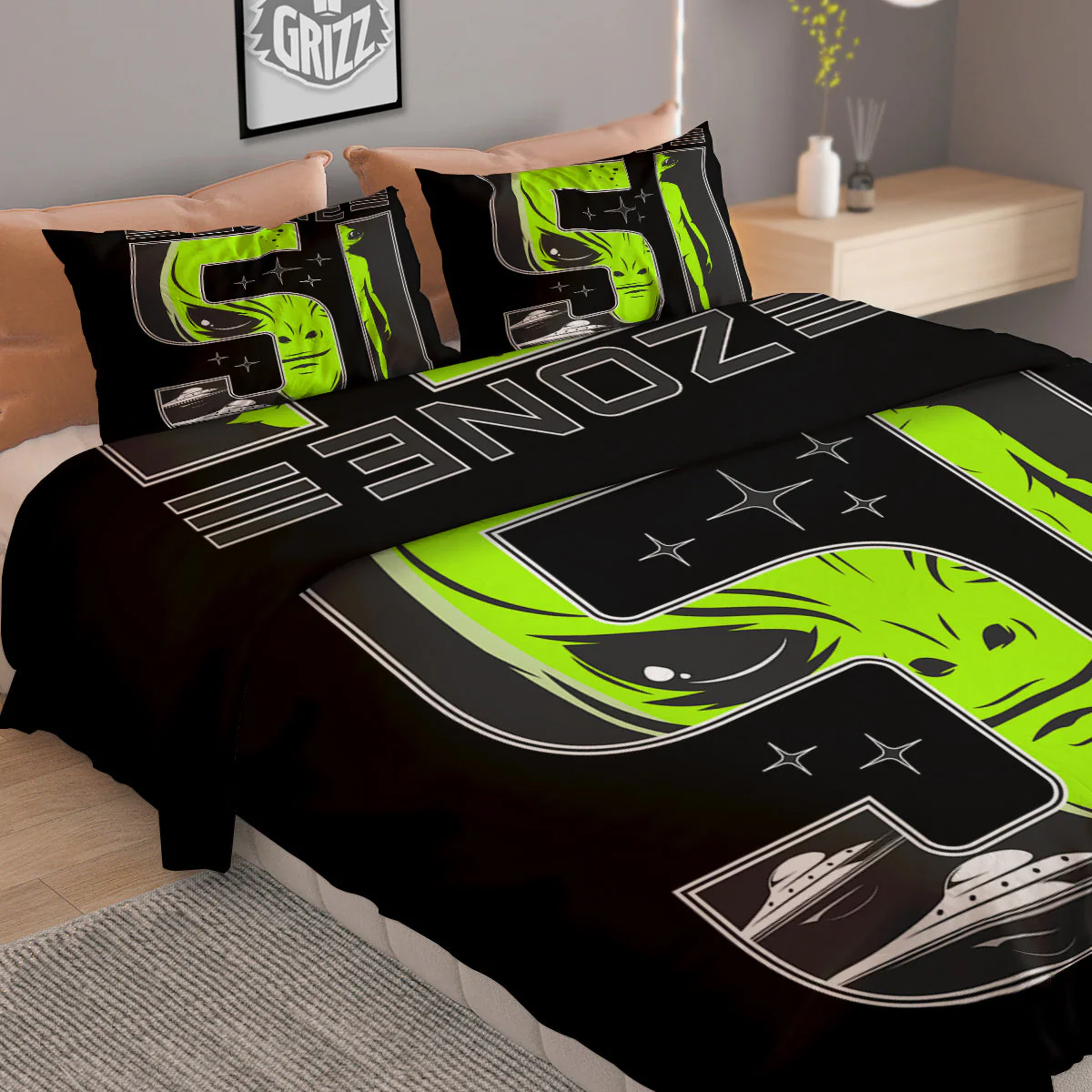 Zone 51 Alien And UFO Print Duvet Cover Bedding Set - Image 2